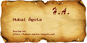 Hubai Ágota névjegykártya